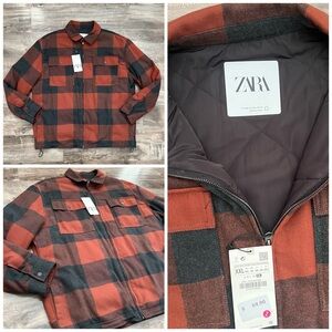 Zara Man Plaid Flannel Zipper Jacket